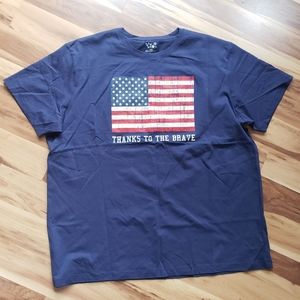 USA Flag red white blue Americana tshirt "Thanks to the Brave" Size XXL